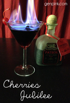 Cherries Jubilee and other Valentine's Day Cocktails made with Patron XO Cafe Dark Cocoa