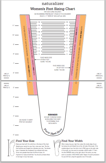 Naturalizer Shoe Size Chart