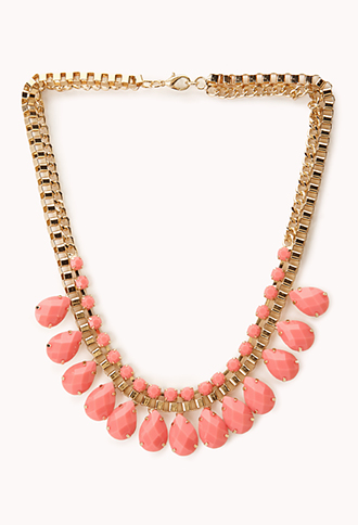 OOTD: Cobalt and Coral // Coral Necklace from F21 via genpink.com