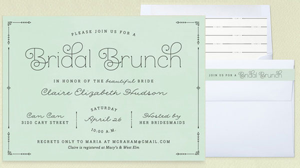 Bridal Shower Brunch Invitations from Minted.com // Mint to Be :: Wedding Shower Theme on Genpink.com
