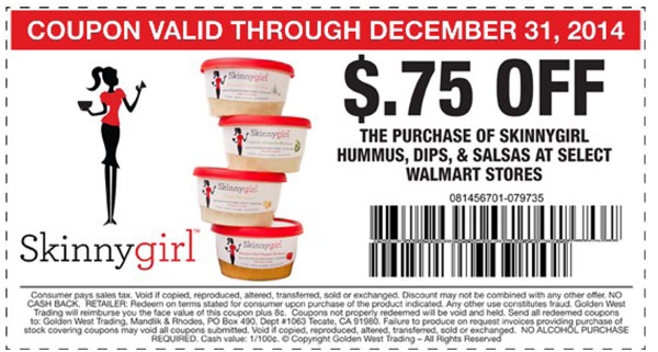 Skinnygirl Hummus - Walmart Coupon