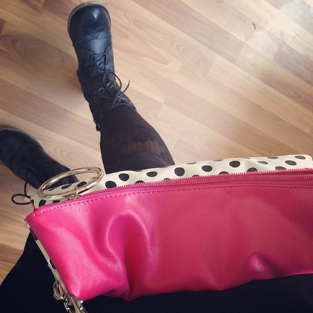 genpink polka dot purse / clutch from Macy's