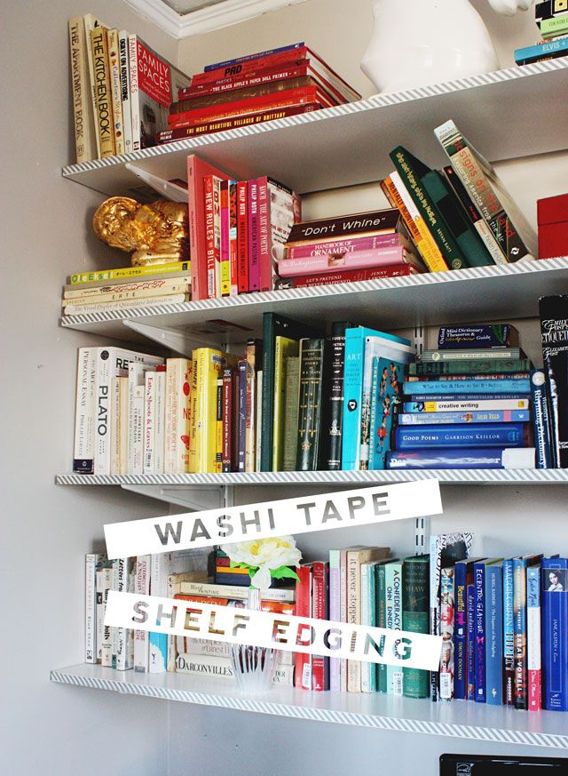 Washi Tape Shelf Edging / Geek Girl :: 6 Tips For Giving Your Home Office A Makeover