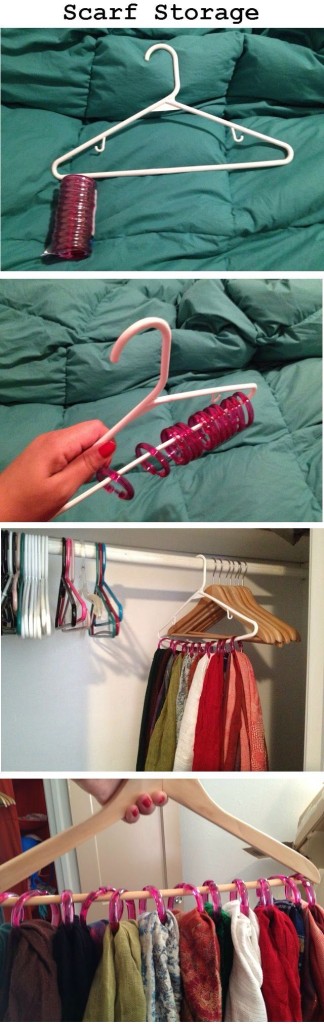 Clothing hanger for scarves / 3 ways to creatively organize scarves
