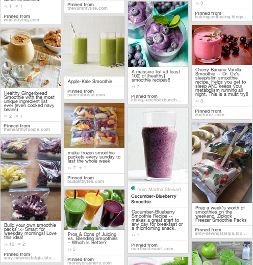 Pinterest board dedicated to Smoothie and Juice Recipes